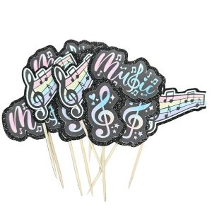 Colorful Music Cupcake Picks 12 count