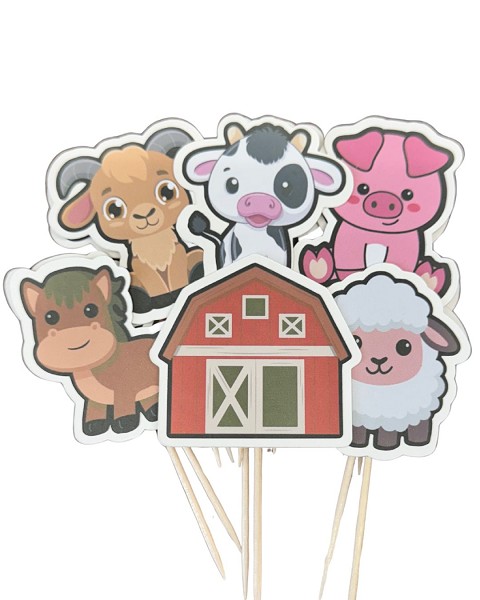 Farm Animals Cupcake Picks 12 count