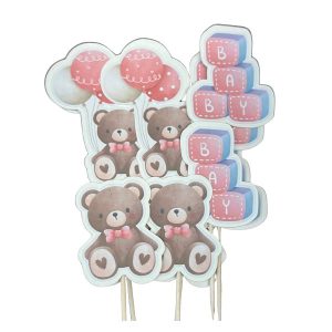 Baby Girl Bear Cupcake Picks 12 count