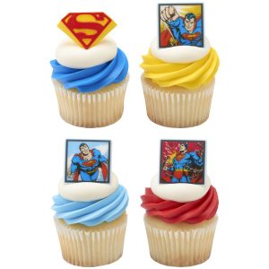 Superman Cupcake Rings 12 count
