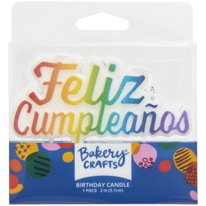 Feliz Cumpleanos Bright Shaped Candle Each