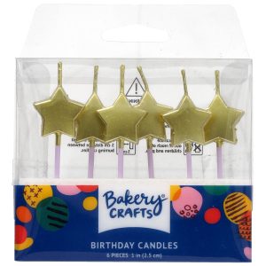 Gold Star Shaped Candles 6 Count