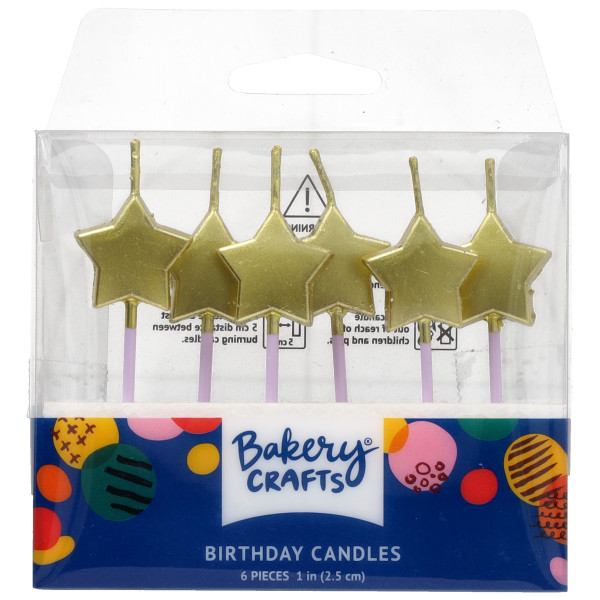 Gold Star Shaped Candles 6 Count