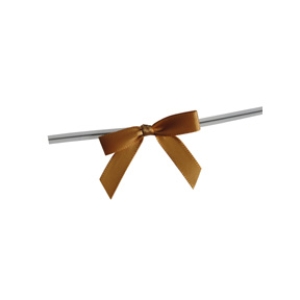 Small Old Gold Bow on Twistie Tie 12 count