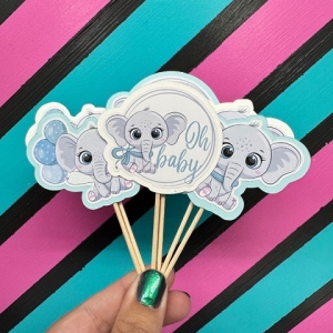 Baby Boy Elephant Cupcake Picks 12 count