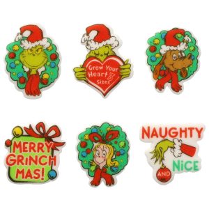 Grinch Merry Grinchmas Assortment  Sweet Decor Printed Edible Decorations 6 count