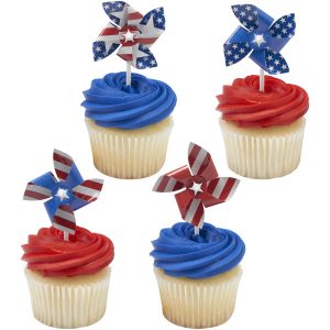 Red, White and Blue Pinwheels DecoPics 4 count