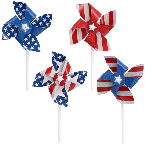 Red, White and Blue Pinwheels DecoPics 4 count - Image 2