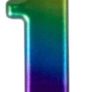 #1 Large Rainbow Metallic Candle 3″ Each