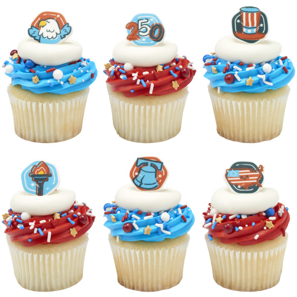 Celebrate America Assortment Sweet Decor Printed Edible Decorations 6 count - Image 2