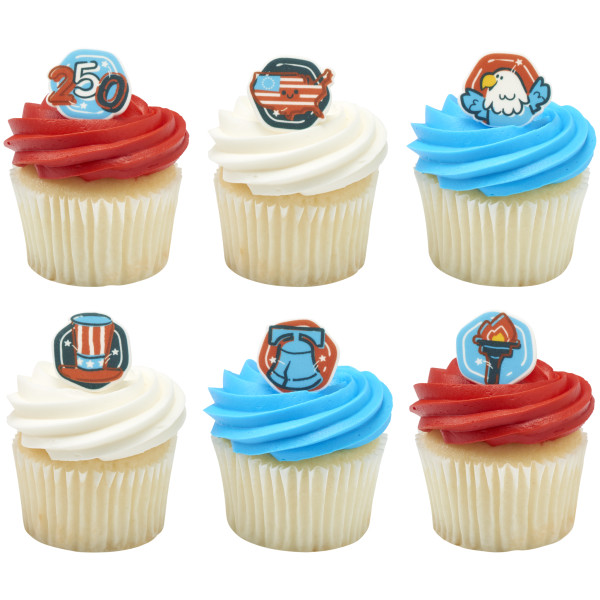 Celebrate America Assortment Sweet Decor Printed Edible Decorations 6 count - Image 3