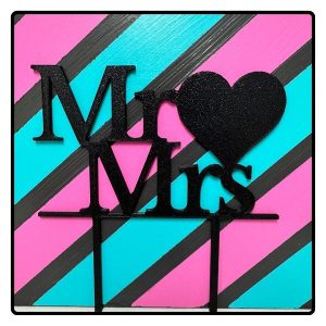 Mr & Mrs with Heart Wedding Topper