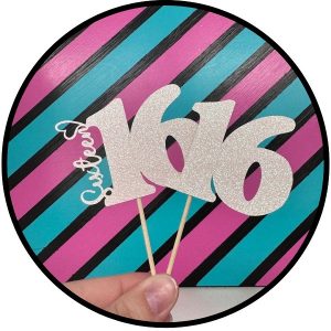 Sixteen 16 White Glitter Cupcake Picks 12 CT
