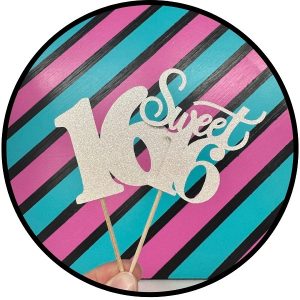 Sweet 16 White Glitter Cupcake Picks 12 CT