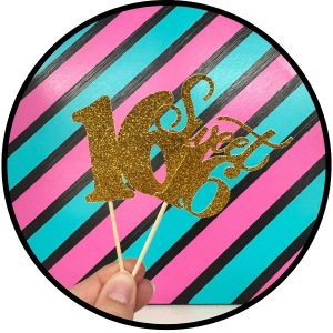 Sweet 16 Gold Glitter Cupcake Picks 12 CT