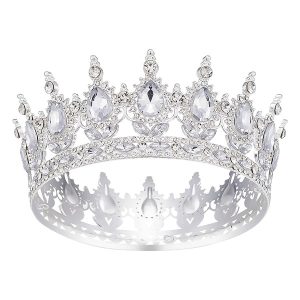 Silver Crown for Women, Crystal, Queen Crown for Birthday or Costume Party Celebration Each