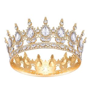 Gold with white crystals Crown for Women, Crystal, Queen Crown for Birthday or Costume Party Celebration Each