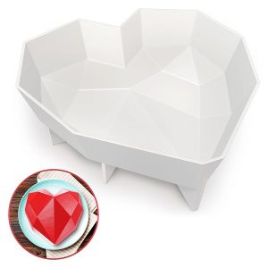 Breakable Heart Mold  Flexible Heart Molds Silicone for Baking & Freezing, Heat-Resistant Cake Mold (7.3″x6.5″x2.2″)  Easy Demolding, Designed for Cakes, Chocolate, Jellies & Freezer Desserts Each