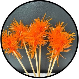 Orange Foil Firework Cupcake Toppers Gold Sparkle Tinsel Cake Toppers New Years Cake Decoration Cocktail Fruit Toothpick for Birthday Wedding Graduation Party 6 CT