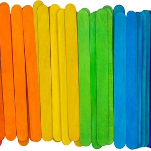 Wood Popsicle Stick 4 1/2″ Rainbow approx 50