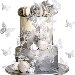 Mylar Silver Butterfly Pics 12 count