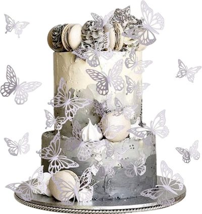 Mylar Silver Butterfly Pics 12 count
