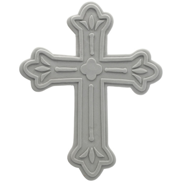 Silver Cross Ornate Gum Paste Layon 4.25"x 4.25" Each