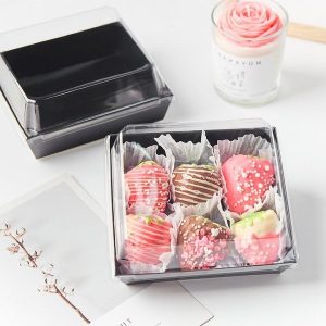 Black 5 Inch Paper Charcuterie Boxes with Clear Lids, Black | Small, Square, To Go Food Containers, Bakery Boxes, For Mini Cake, Desserts, Cookies, Sandwiches, Strawberries Each