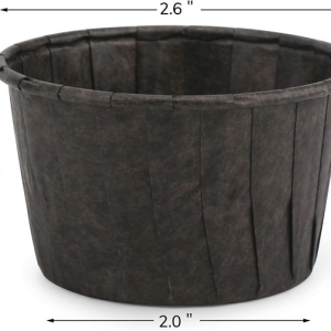Black Cupcake Liners, 3.5oz Disposable Muffin Cupcake Ramekins, Aluminum Wrappers Paper Cake Containers Mini Cheesecakes Cups Dessert Holders for Birthday Wedding Party Festival  12 CT