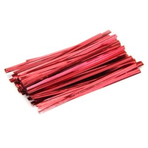 Red Metallic Twist Ties 50 count