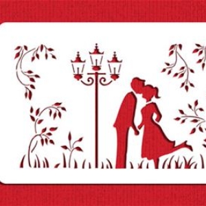 Stencil Kissing Couple Silhouette