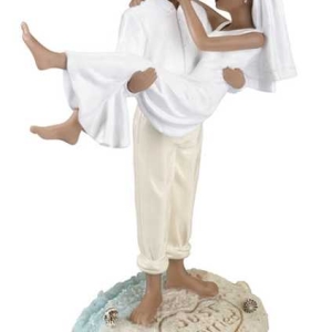 Just Married Beach African American 6 3/4″ Each