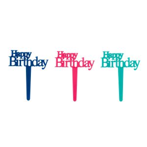 Happy Birthday Script Assorted Color 12 count