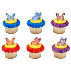 Watercolor Butterflies Rings 12 count