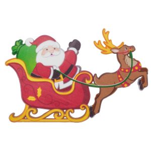 Santa & Reindeer Layon 5″ x 3″ Each