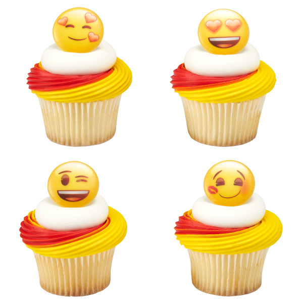 Emoticon (Emoji) Heart Rings 12 count