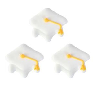 Graduation Cap Royal Icing White 1 1/2″ 12 count