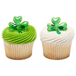 Shamrock Puffy Glitter Ring 1.5″  12 count