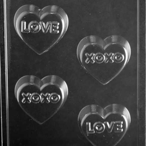 Love, XO Cookie Candy Mold 4 cavity Each