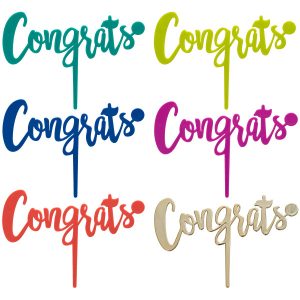 Congrats Candle Holder Pick Assorted Color Each