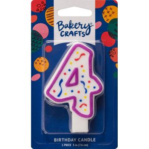 #4 Party Purple Number Candle 3″ Each