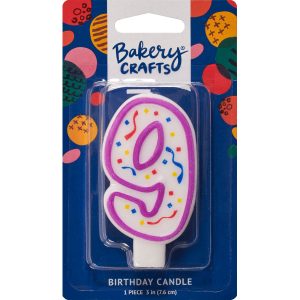 #9 Party Purple Number Candle 3″ Each