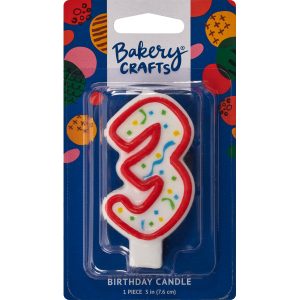 #3  Party Red Number Candle 3″ Each
