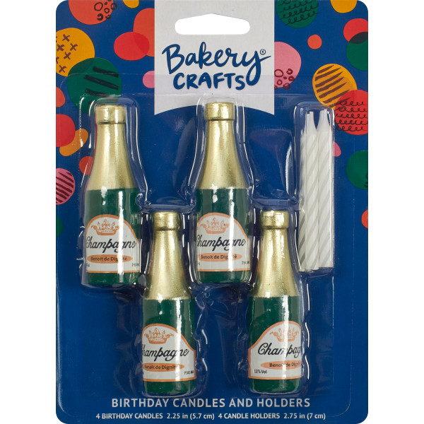 Champagne Bottle Candle Holder w/candle 4 count