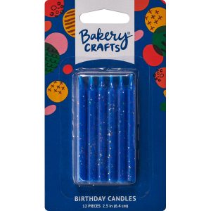 Blue Glitter Candle 2 1/2″ 12 Count