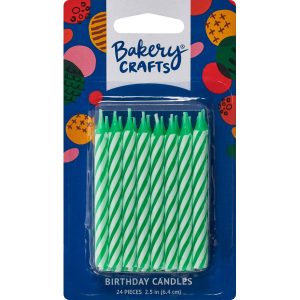 Green Candy Stripe Candle 2 1/2″ 24 Pieces