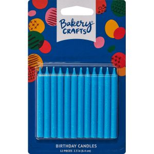 Blue Glitter Candle 2 1/2″ 12 Pieces