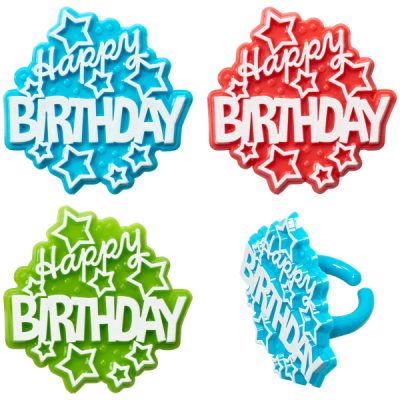 Happy Birthday Star Rings 12 count