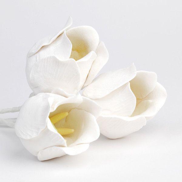 Single Medium Tulips White 1.75" Each