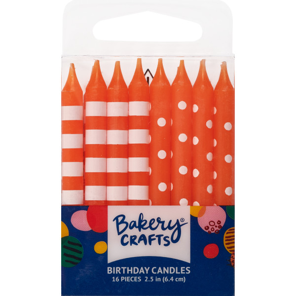 Dots & Stripes Candles Orange 16 count